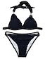 olcso Bikiniszettek-Női Szabályos Fürdőruha Bikini 2 darab Fürdőruha Pánt 2 db Nyissa meg a Vissza elemet Szexis Tiszta szín V-zsinór Szabadság Divat Fürdőruhák