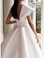 cheap Wedding Dresses-Engagement Formal Wedding Dresses Ball Gown One Shoulder Cap Sleeve Court Train Satin Bridal Gowns With Buttons Ruched 2024