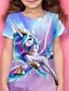 abordables camisetas 3d de niña-Chica 3D Galaxia Unicornio Camiseta Manga Corta Impresión 3D Verano Activo Poliéster Niños 4-12 años Exterior Diario Ajuste regular