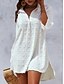 cheap Plain Dresses-Women&#039;s Casual Dress Mini Dress Light Blue Black White Half Sleeve Pure Color Jacquard Summer Spring V Neck Stylish Loose Fit 2023 S M L XL