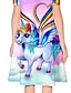 cheap Girl&#039;s 3D Dresses-Girls&#039; A Line Dress Short Sleeve Animal Rainbow Unicorn 3D Printed Graphic Dresses Cute Casual Sweet Above Knee Polyester Dress Summer Spring Kids Daily Holiday Vacation Regular Fit Print