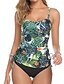 cheap Tankinis-Women&#039;s Swimwear Tankini 2 Piece Plus Size Swimsuit Open Back Printing for Big Busts Leaves Green Camisole Strap Bathing Suits New Vacation Fashion / Modern / Padded Bras
