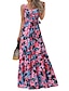Χαμηλού Κόστους Print Φορέματα-γυναικείο casual φόρεμα swing φόρεμα μακρύ φόρεμα μάξι φόρεμα μαύρο ροζ κόκκινο αμάνικο floral print άνοιξη καλοκαίρι u λαιμόκοψη 2023 s m l xl xxl 3xl 4xl 5xl