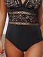 cheap One-Pieces-Women&#039;s Swimwear One Piece Monokini Bathing Suits Plus Size Swimsuit Pure Color Tummy Control Open Back Lace Black V Wire Bathing Suits Vacation Fashion New / Modern / Padded Bras