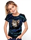 tanie dziewczęce koszulki 3d-Dla dziewczynek 3D Zwierzę Kot Podkoszulek Krótki rękaw Druk 3D Lato Wiosna Aktywny Moda Śłodkie Poliester Dzieci 3-12 lat Na zewnątrz Codzienny w pomieszczeniach Regularny