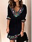 cheap Casual Dresses-Women&#039;s A Line Dress Short Mini Dress Black Long Sleeve Floral Print Print Fall Spring V Neck Casual 2022 S M L XL XXL 3XL