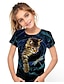 preiswerte 3D-T-Shirts für Mädchen-Mädchen 3D Tier Katze T-Shirt Kurzarm 3D-Druck Sommer Frühling Aktiv Modisch Kuschelig Polyester kinderkleidung 3-12 Jahre Outdoor Täglich Innen Regular Fit