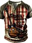 cheap Men&#039;s 3D T-shirts-Men&#039;s Henley Shirt T shirt 3D Print Graphic Color Block Guitar Henley Street Casual Button-Down Print Short Sleeve Tops Basic Fashion Classic Comfortable Red