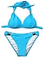 voordelige Bikinisets-Dames Normaal Zwemkleding Bikini 2 stuks Zwempak Halster 2-stuks Open achterkant Sexy Heldere kleur V-Wire Vakantie Modieus Badpakken