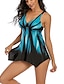 economico Tankini-Per donna Plus Size Costumi da bagno Tankini 2 pezzi Vestito da spiaggia Costume da bagno Ambra Colore sfumato Abbigliamento mare Costumi da bagno