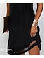 billiga enkla klänningar-kvinnors spetsklänning en linje klänning kort miniklänning svart kortärmad ren färg spets vårsommar v-ringad elegant lös 2023 s m l xl xxl xxxl / festklänning