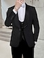 voordelige Tuxedo -pakken-zwart wit roze heren huwelijksceremonie homecoming smokings 3-delig effen kleur sjaalkraag standaard pasvorm enkele rij knopen met één knop 2023