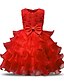cheap Pageant Dresses-Wedding Christmas Princess Flower Girl Dresses Jewel Neck Medium Length Lace Tulle Spring Summer with Bows Belt Cute Girls&#039; Party Dress Fit 3-16 Years