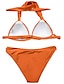 billige Bikinisæt-Dame Normal Badetøj Bikini 2 stk badedragt Grime 2 stk Åben Ryg Sexet Ren farve V-strop Ferie Mode Badedragter