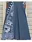 cheap Dresses-Women&#039;s Midi Dress Swing Dress Green Blue Gray Half Sleeve Split Print Floral V Neck Spring Summer Stylish Casual 2022 S M L XL XXL 3XL