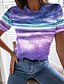 cheap Women&#039;s T-shirts-Women&#039;s Design T shirt Graphic Print Round Neck Basic Tops Purple / 3D Print