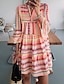 cheap Casual Dresses-Women&#039;s Casual Dress Boho Dress Mini Dress Yellow Striped 3/4 Length Sleeve Summer Spring Print Basic V Neck 2023 S M L XL XXL XXXL
