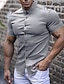 cheap Men&#039;s Casual Shirts-Men&#039;s Casual Shirt Solid Color Turndown Casual Daily Button-Down Short Sleeve Tops Lightweight Fashion Comfortable Big and Tall White Black Blue / Summer