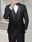 זול חליפות טוקסידו-כסוף שחור לבן טוקסידו לנשף לגברים 3 חלקים הדפסת צבע אחיד צווארון צעיף בהתאמה סטנדרטית עם כפתור אחד עם חזה אחד 2024