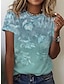 billige T-skjorter til kvinner-Dame T skjorte Hvit Blå Grønn Grafisk Geometrisk Trykt mønster Kortermet Avslappet Daglig Årgang Rund hals Normal Abstrakt Geometrisk S