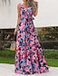 cheap Print Dresses-Women&#039;s Casual Dress Swing Dress Long Dress Maxi Dress Black Pink Red Sleeveless Floral Print Spring Summer U Neck 2023 S M L XL XXL 3XL 4XL 5XL