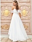 Χαμηλού Κόστους Νυφικά Φορέματα-Δεξίωση Μικρά Άσπρα Φορέματα Μπόχο Φορεματα για γαμο Γραμμή Α Ώμοι Έξω Κοντομάνικο Ασύμμετρο Δαντέλα Νυφικά φορέματα Με Δαντέλα Που καλύπτει 2024