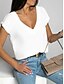 cheap Women&#039;s Clothing-Women&#039;s Blouse T shirt Splice Hole Daily Solid Colored T-shirt Sleeve V Neck Summer Regular White Black Light Red