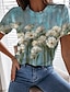 cheap Women&#039;s T-shirts-Women&#039;s Floral Design T shirt Floral Graphic Print Round Neck Basic Tops Green / 3D Print