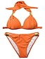 cheap Bikini Sets-Women&#039;s Normal Swimwear Bikini 2 Piece Swimsuit Halter 2 Piece Open Back Sexy Pure Color V Wire Vacation Fashion Bathing Suits
