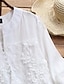 cheap Women&#039;s Blouses &amp; Shirts-Women&#039;s Shirt Blouse White Yellow Lace Button Long Sleeve Casual Daily Basic Elegant Casual Round Neck Regular S