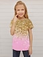 halpa tyttöjen 3d t-paidat-Lapset Tyttöjen T-paita Lyhythihainen 3D-tulostus Väripalikka Uima-allas Purppura Punastuvan vaaleanpunainen Lapset Topit Kevät Kesä Aktiivinen Muoti Katutyyli Päivittäin Sisällä ulko- Normaali 3-12
