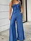 cheap Women&#039;s Jumpsuits-Women&#039;s Jumpsuit Solid Color Square Neck Casual Daily Regular Fit Sleeveless Blue S M L Summer