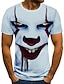 billige herre 3d t-shirt-Herre T-shirt Skjorte T-Shirts Grafisk Tribal 3D Rund hals Hvid+Rød Grøn Sort Blå Gul 3D-udskrivning Halloween I-byen-tøj Kortærmet Trykt mønster Tøj Gade Punk &amp; Gotisk