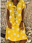 cheap Print Dresses-Women‘s Plus Size Curve Shift Dress Midi Dress Black Yellow Green Short Sleeve Floral Print Summer Spring V Neck Hot Loose Fit 2023 S M L XL XXL 3XL 4XL