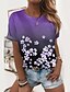 cheap Women&#039;s T-shirts-Women&#039;s Floral Design T shirt Floral Graphic Print Round Neck Basic Tops Green Blue Purple / 3D Print