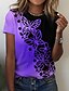 abordables Camisetas de mujer-Mujer Camiseta Design Impresión 3D Graphic Mariposa Bloque de color Diseño Manga Corta Escote Redondo Casual Estampado ropa Design Básico Azul Piscina Morado Rosa