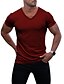 billige Casual T-shirts til mænd-Herre T-shirt V-hals Sommer Kortærmet Helfarve V-hals Gade Afslappet Tøj Tøj Basale Afslappet Mode Hvid Sort Grå