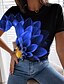 cheap Women&#039;s T-shirts-Women&#039;s Design T shirt Floral Graphic Print Round Neck Basic Tops Blue Purple Light Blue / 3D Print