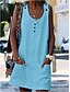 cheap Mini Dresses-Women&#039;s Shift Dress Short Mini Dress Blue White Fuchsia Orange Yellow Light Blue Sleeveless Solid Color Pocket Button Spring Summer Round Neck Hot Casual 2022 S M L XL XXL 3XL 4XL 5XL