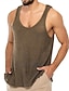 cheap Gym Tank Tops-Men&#039;s Tank Top Vest Solid Color Crew Neck Casual Daily Sleeveless Tops Lightweight Fashion Big and Tall Sports White Black Brown / Summer / Summer