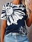 cheap Women&#039;s T-shirts-Women&#039;s Floral Design T shirt Floral Graphic Print Round Neck Basic Tops Green Black Blue / 3D Print