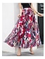 preiswerte Chiffon -Röcke-Damen Rock Schaukel Langer Rock Maxi Röcke Rüsche Bedruckt Blumen Festtage Urlaub Sommer Chiffon Modisch Boho Normallänge Sommer Gelb Hellgrün Wein Rote