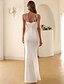 Недорогие Свадебные платья-Sheath / Column Wedding Dresses Spaghetti Strap Floor Length Satin Sleeveless Simple Sexy with Split Front 2022
