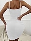 Χαμηλού Κόστους Πάρτι Φορέματα-Γυναικεία Φόρεμα για πάρτυ Εφαρμοστό Φόρεμα σε ευθεία γραμμή Μίνι φόρεμα Μαύρο Λευκό Κρασί Αμάνικο Μονόχρωμες Σουρωτά Καλοκαίρι Άνοιξη Λεπτές Τιράντες Στυλάτο Λεπτό 2023 XS Τ M L