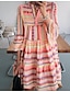 cheap Casual Dresses-Women&#039;s Casual Dress Boho Dress Mini Dress Yellow Striped 3/4 Length Sleeve Summer Spring Print Basic V Neck 2023 S M L XL XXL XXXL