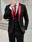 tanie Garnitury smokingowe-czarny czerwony ciemnoszary męskie garnitury na studniówkę wesele ceremonia smokingi 3-częściowy szalowy kołnierz jednokolorowy standardowy krój jednorzędowy zapinany na jeden guzik 2024