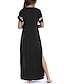 Χαμηλού Κόστους Print Φορέματα-γυναικείο casual φόρεμα swing φόρεμα boho φόρεμα μακρύ φόρεμα μάξι φόρεμα πράσινο μαύρο μπλε κοντό μανίκι floral split άνοιξη καλοκαίρι v λαιμό Σαββατοκύριακο χαλαρή εφαρμογή 2023 s m l xl xxl 3xl