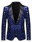 cheap Blazer&amp;Jacket-Men&#039;s Sequin Party Blazer Retro 70s Disco Blazer Sparkle Casual Regular Fit Print Gold Silver Black Royal Blue 2024
