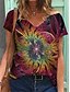 cheap Best Selling Tops-Women&#039;s T shirt Floral Theme Floral Graphic Flower V Neck Print Basic Tops Blue Purple Red / 3D Print