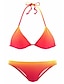 halpa Bikinisetit-Naisten Uima-asut Bikinit 2 kpl Uimapuku 2-osainen Avoin selkä Seksikäs Tulostus Ombre Kaltevuusväri Riipuskaula Ranta-asut Seksikäs Uimapuvut